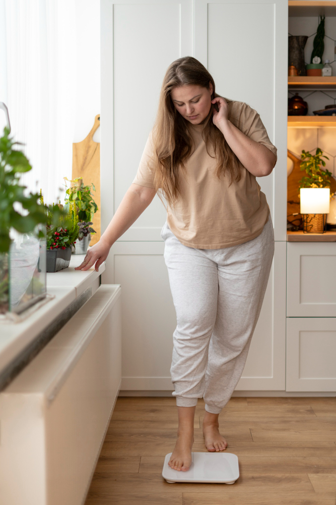 femme sur balance